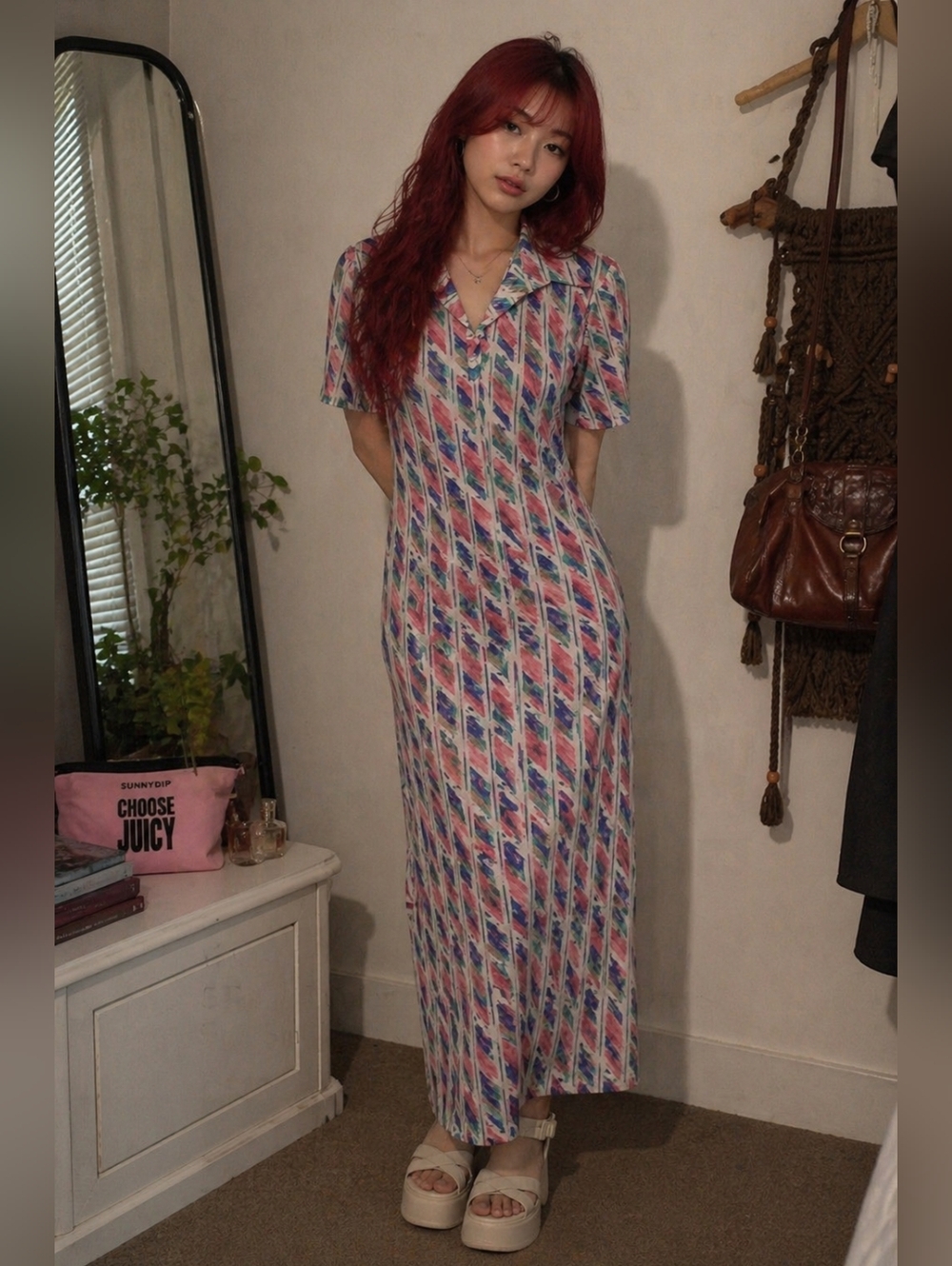 Colorful 70s Disco Maxi Dress Size Small